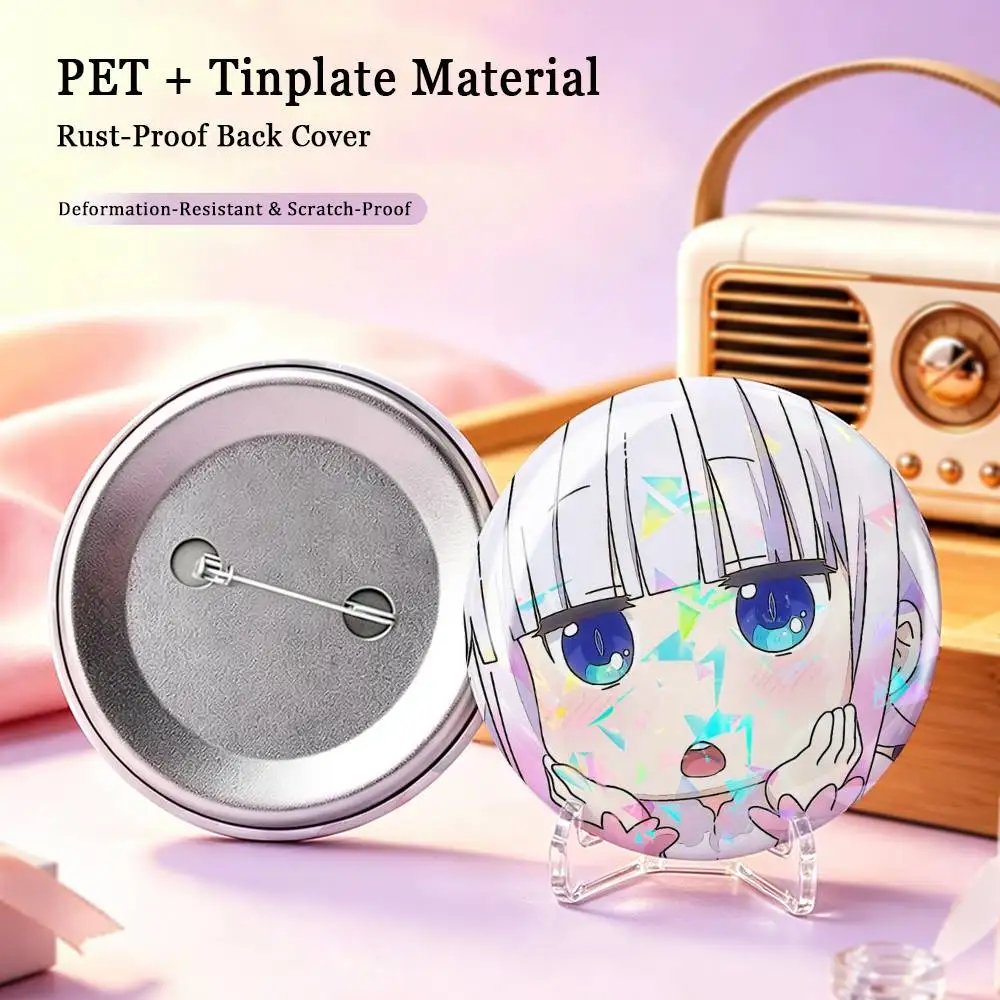 Kawaii D-Dragon Maid K-Kanna Custom Tinplate Round Button Badges Pins Brooches for Clothes Backpack