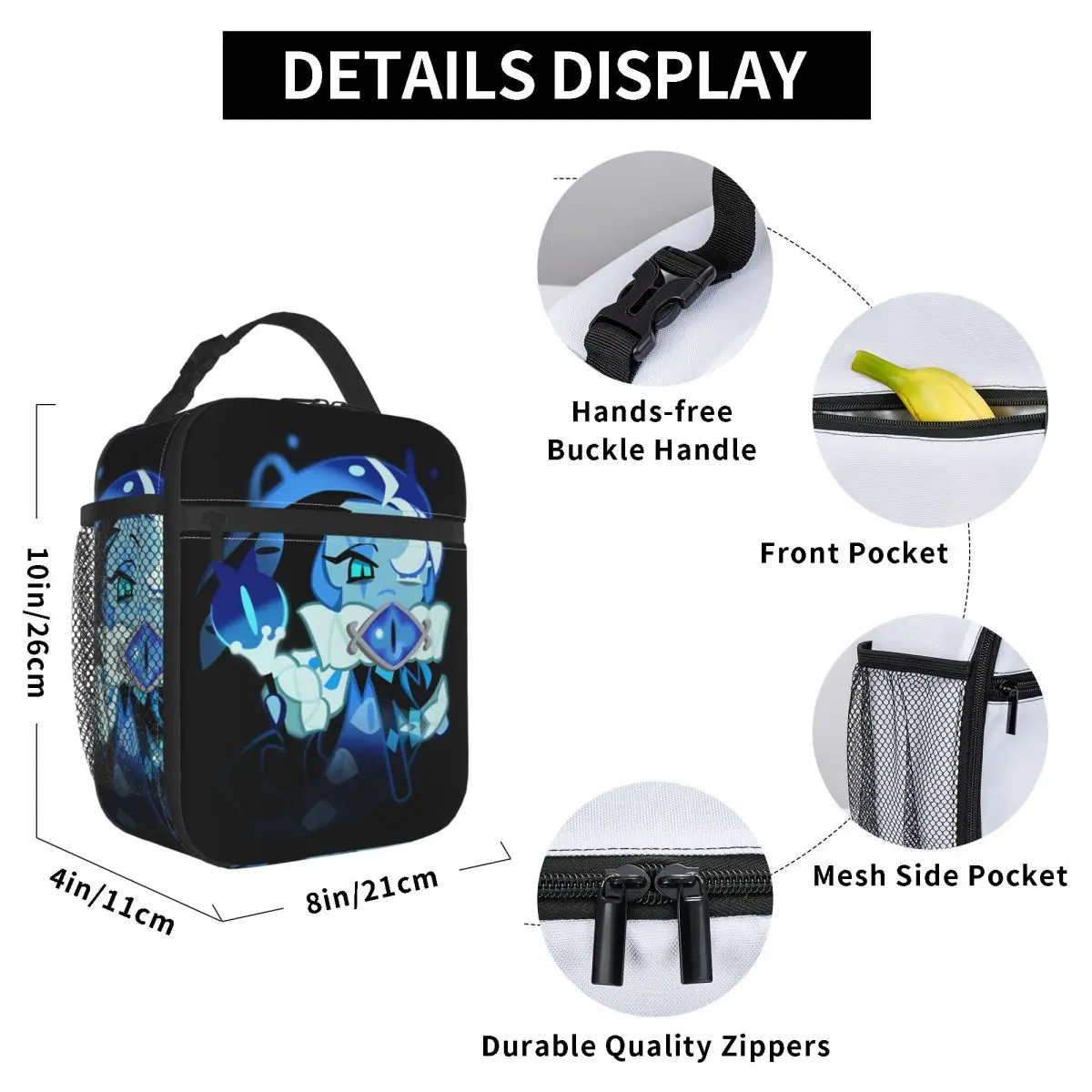 Shadow Milk Cookie Run Kingdom Borsa per il pranzo isolata Portatile Simpatico cartone animato Anime Borsa termica riutilizzabile Tote Lunch Box Beach Picnic