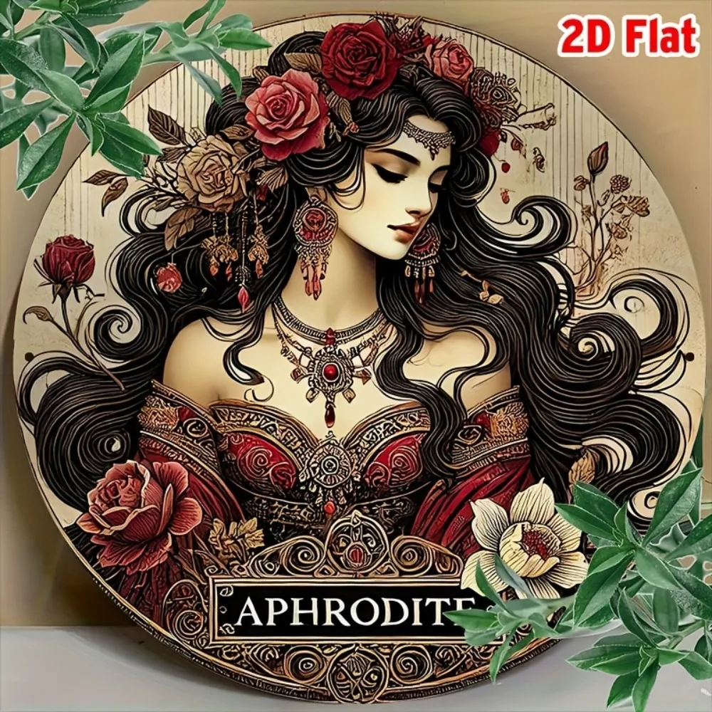 2D-Kunstdruck 8x8 Zoll Böhmische Göttin Aphrodite Aluminium-Metallplatte Wanddekoration für Bar, Café, Retro, Festival