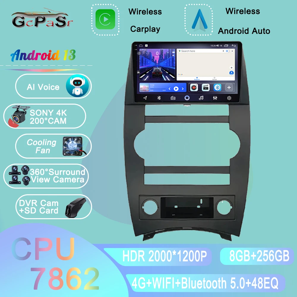 

7862 QLED For Jeep Cherokee Commander XK 2007 2008 Android Auto Car Radio Multimedia Video Player GPS Navigation Carplay 5G Wifi