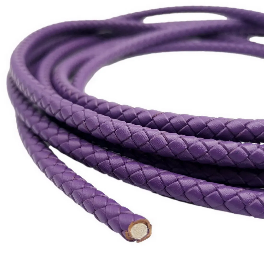 

Bracelet Making Real Leather Cords 6.0mm Round Folded Bolos Purple