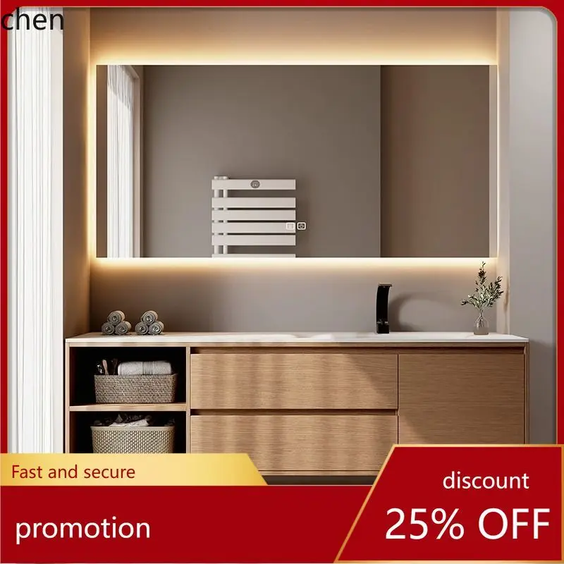 

HT Original Wood Vintage Style Solid Wood Smart Bathroom Cabinet Set with Rock Slab Heat-Bent Integrated Basin Washstand Sink