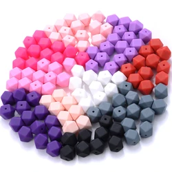 14mm 10Pcs/Lot Food Grade Silicone Teething Beads Silicone Teethers Octagon Beads for DIY Necklace Baby Teether Nurse Accessory