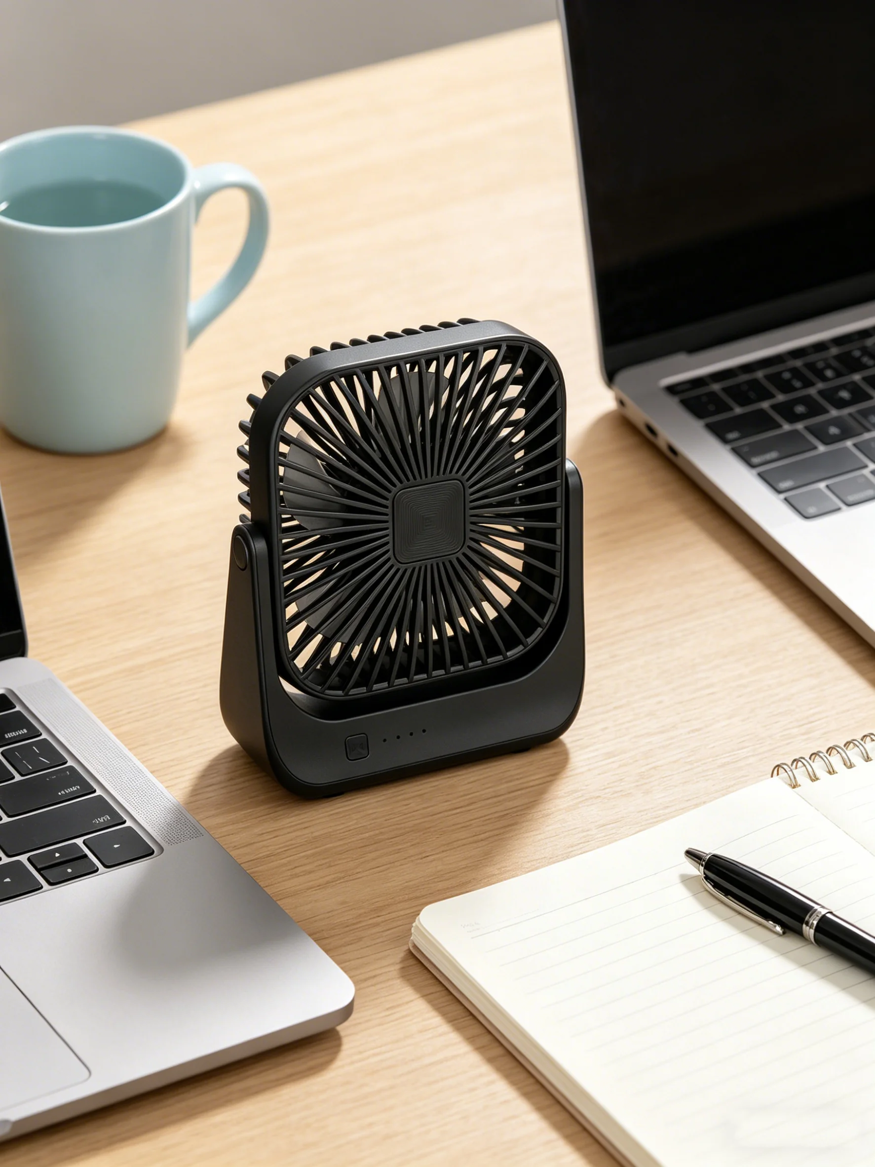 Tragbarer USB-Akku-Tischventilator 180 °   Einstellbarer 4-Gang Leiser Mini-Lüfter für Zuhause Büro Schlafzimmer Outdoor Reisen