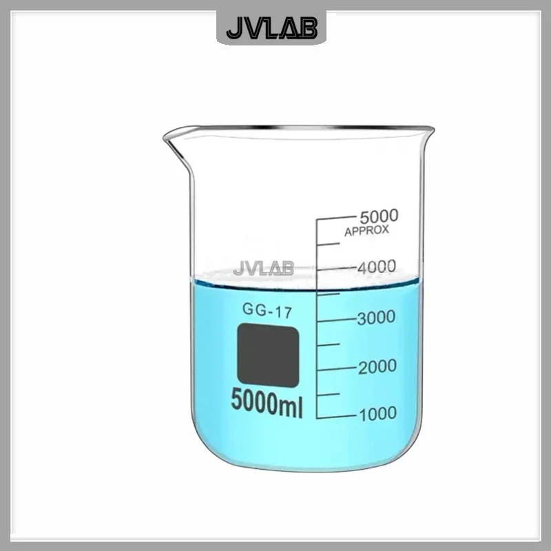 Glass Beaker 5000ml Borosilicate Glass Measuring Cup Low-type Beaker With Graduation & Spout Chemistry Lab Glassware