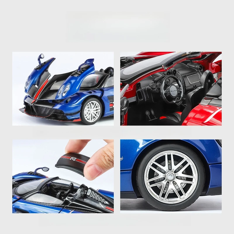 Modèle de voiture en alliage de supercar Huayra BC 1:32, avec son et lumière rétractable, Collection de cadeaux pour enfants, modèle de jouet moulé sous pression