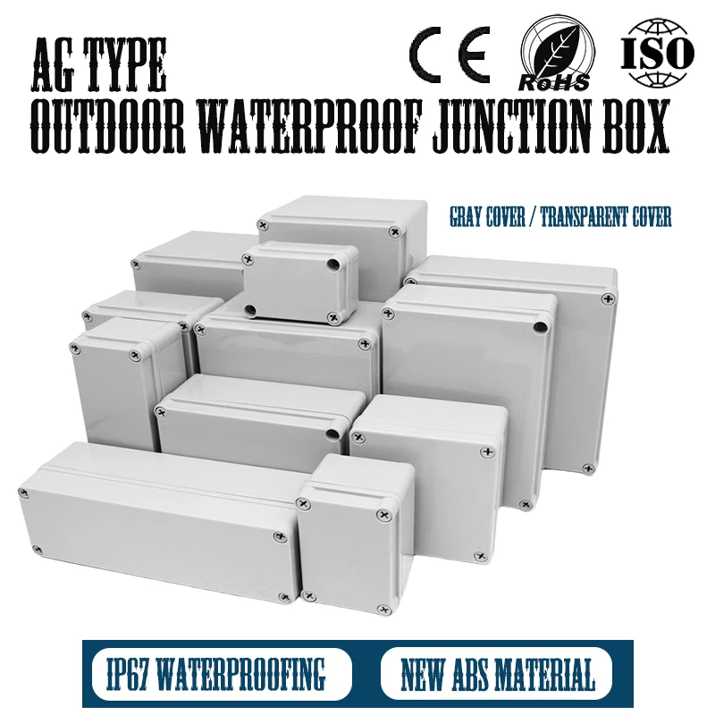 Outdoor waterproof junction box with IP67 rating for monitoring power distribution box, sealed with ABS plastic box