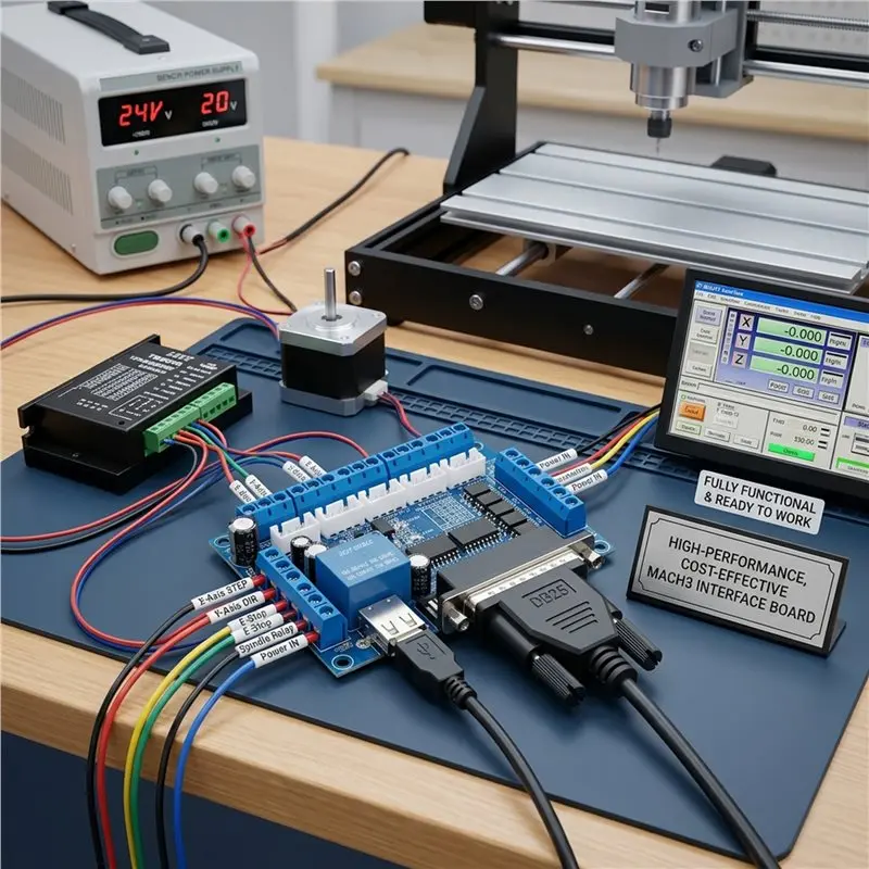 A69EMACH3 Interface Board CNC 5 Axis With Optocoupler Adapter Stepper Motor Driver + USB Cable
