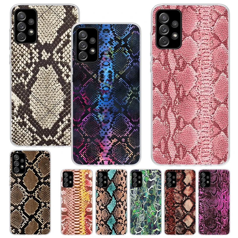 Pink Snake Skin Printing Drawing Phone Case For Samsung Galaxy A51 A50 A71 A70 A41 A31 A21S A10 A20E A30 A40 A6 A7 A8 + A9 Soft