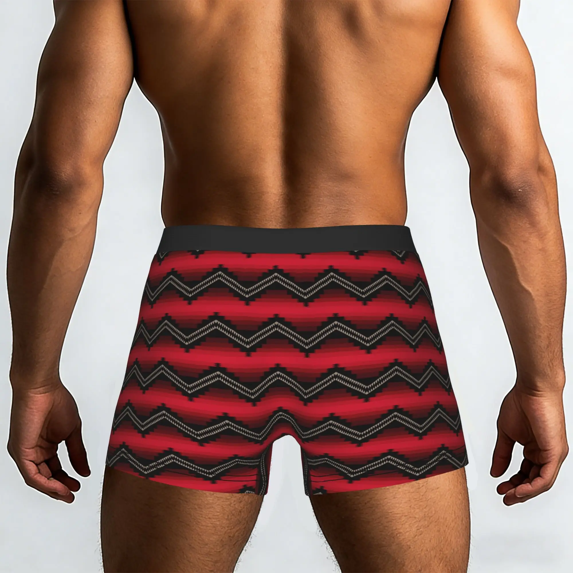 Custom Male Geometric Zigzag Pattern Native Western Aztec Bohemian Underwear  Boxer Briefs Breathable Shorts Panties Underpants