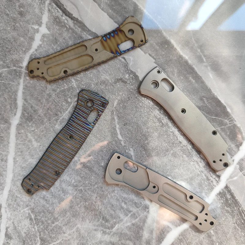 Roasted Flame Pattern Knife Titanium / G10 Material Handle Scales Backspacer Liners for Benchmade Mini Bugout 533 Knives
