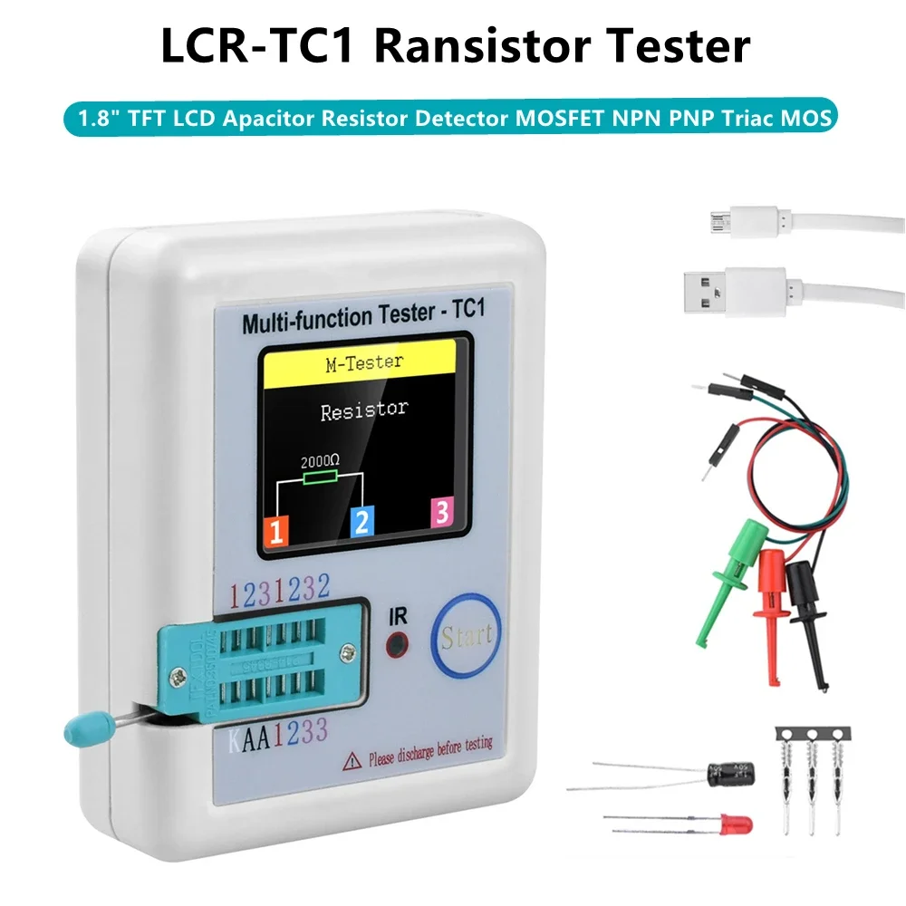 LCR-TC1 LCR-T7 LCD Display Multi-meter Transistor Tester Diode Triode Capacitor Resistor Test Meter ESR LCR NPN PNP MOSFET COD