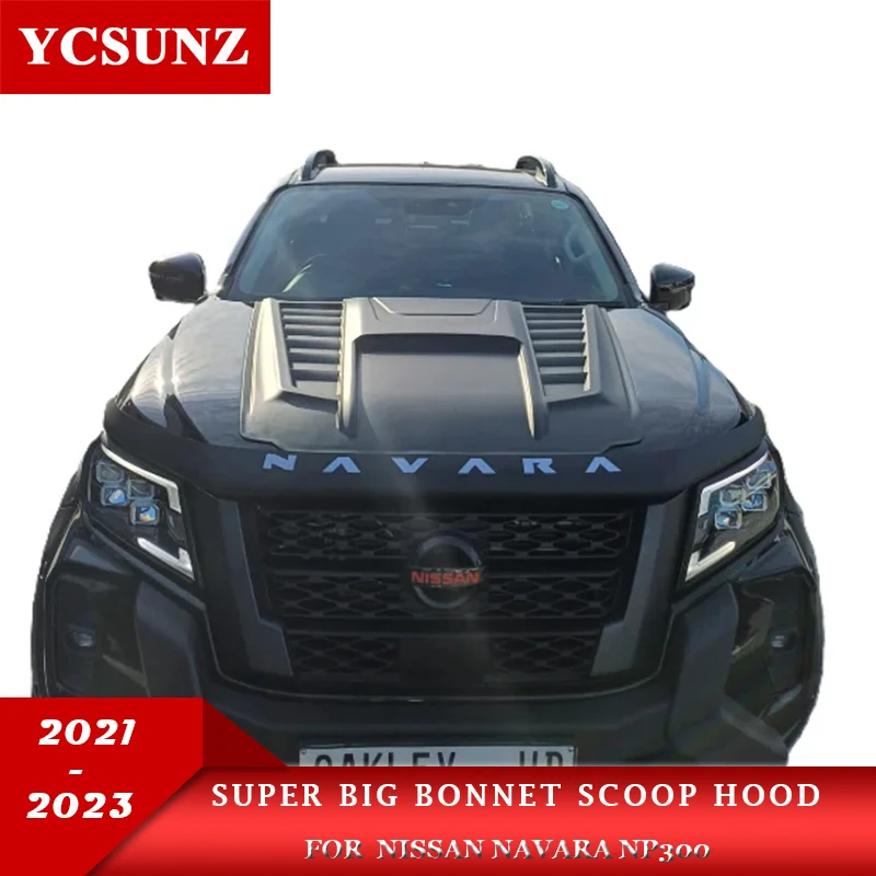 

Matte Black Super Big Bonnet Scoop Hood Cover For Nissan Navara NP300 2021 2022 2023 4WD Double Cabin Car Accessories