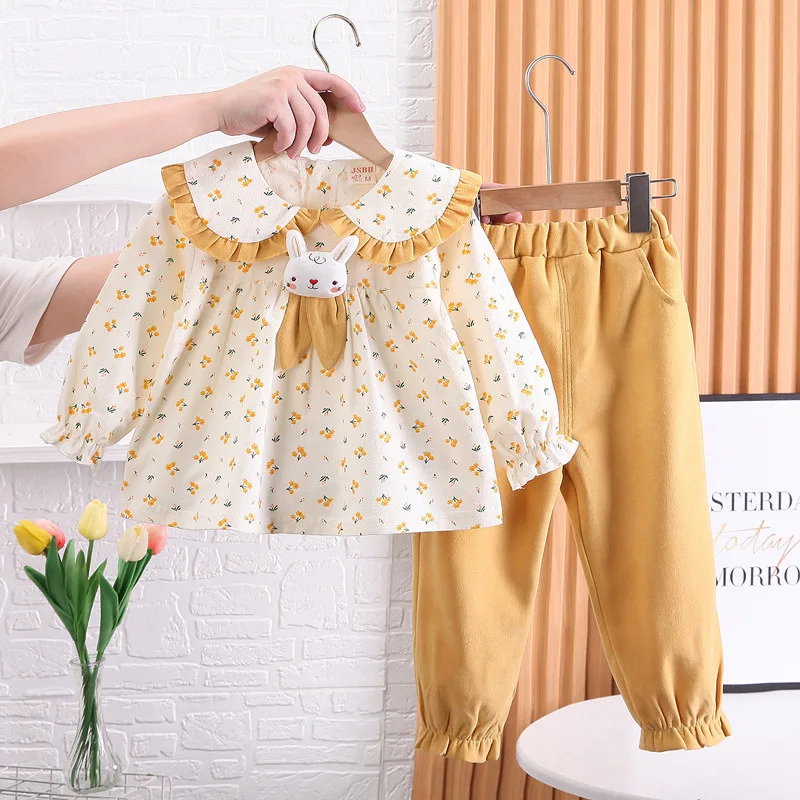 New Spring Autumn Baby Girls Clothes Suit Children Outfits Kids T-Shirt Pants 2Pcs/Sets Toddler Casual Costume Infant Tracksuits