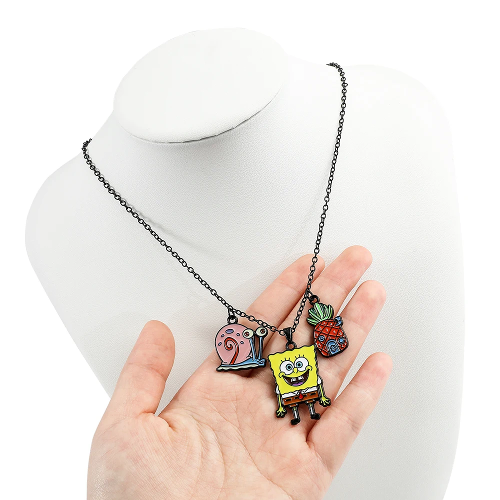 SquarePants Necklace Cute Cartoon Figure Gary the Snail Pineapple House Alloy Pendant Neck Chain Jewelry Accessories