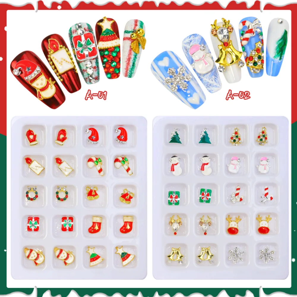 Neue Weihnachten Nagel Strass DIY Diamant Santa Claus Weihnachten Baum Glocke Legierung Nagel Schmuck Dekorationen Nagel Salon Kunst Werkzeuge