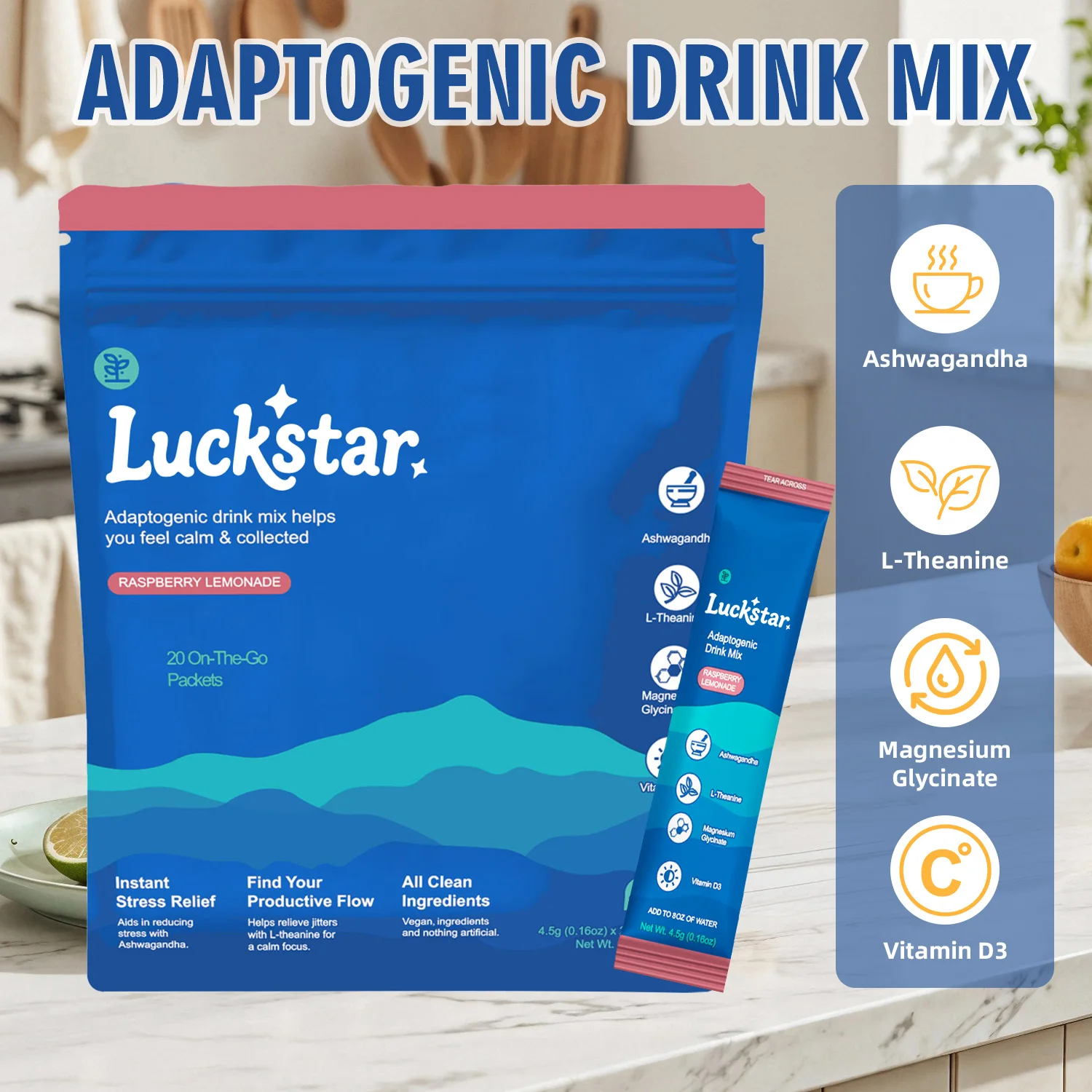 

【BIYBODE】 AUS Energy Drink Powder Mix 90g 50 Pack, Fruit Flavor Pre Workout Supplement for Adults