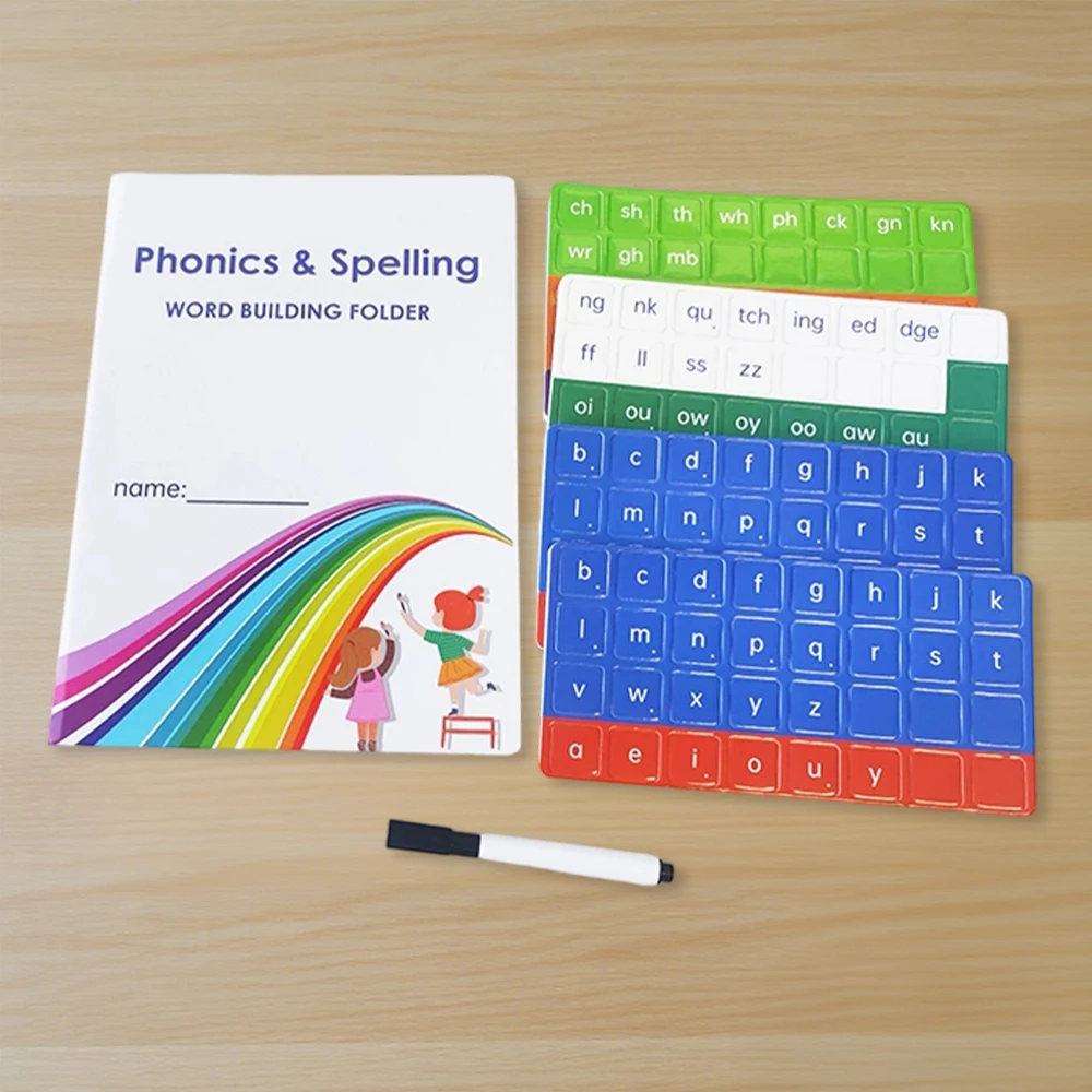 Magnetisches Phonics-Fliesen-Alphabet-Set zum Erlernen Englisch, Montessori-Rechtschreibbücher, Lernspiele für Babys, Spielzeug für Kinder im Alter von 5 Jahren