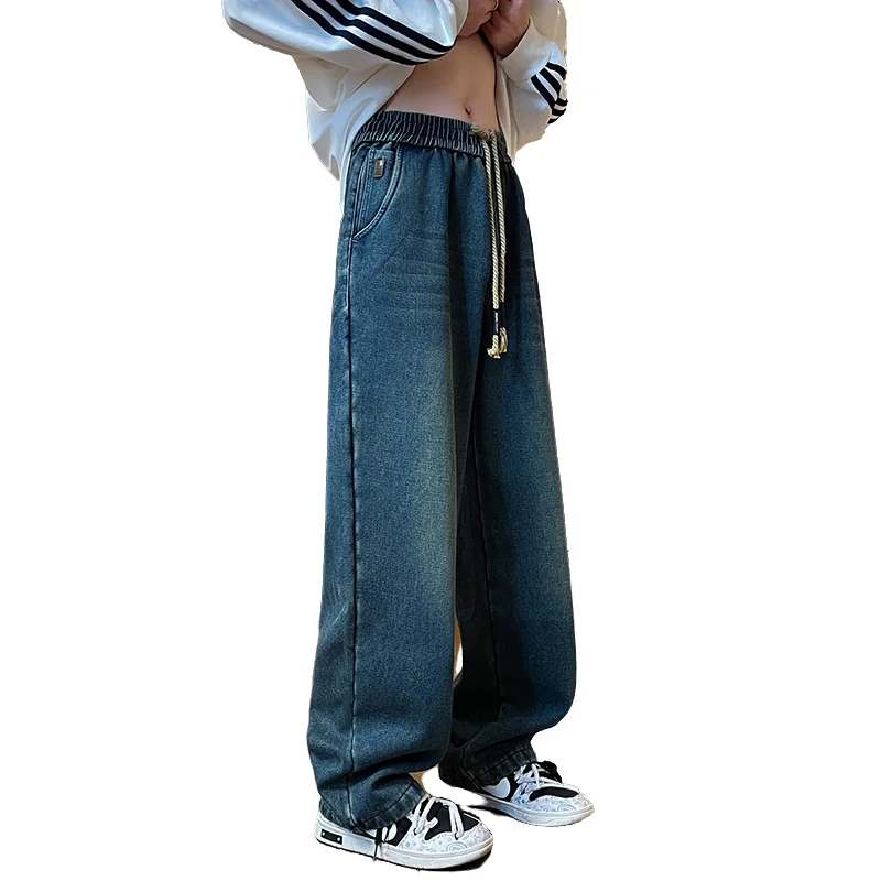 

Мужские джинсы из хлопкового фланеля на подкладке, осенне-зимние, утепленные, из смесового хлопка, теплые, свободные, прямые, мужские джинсовые брюки