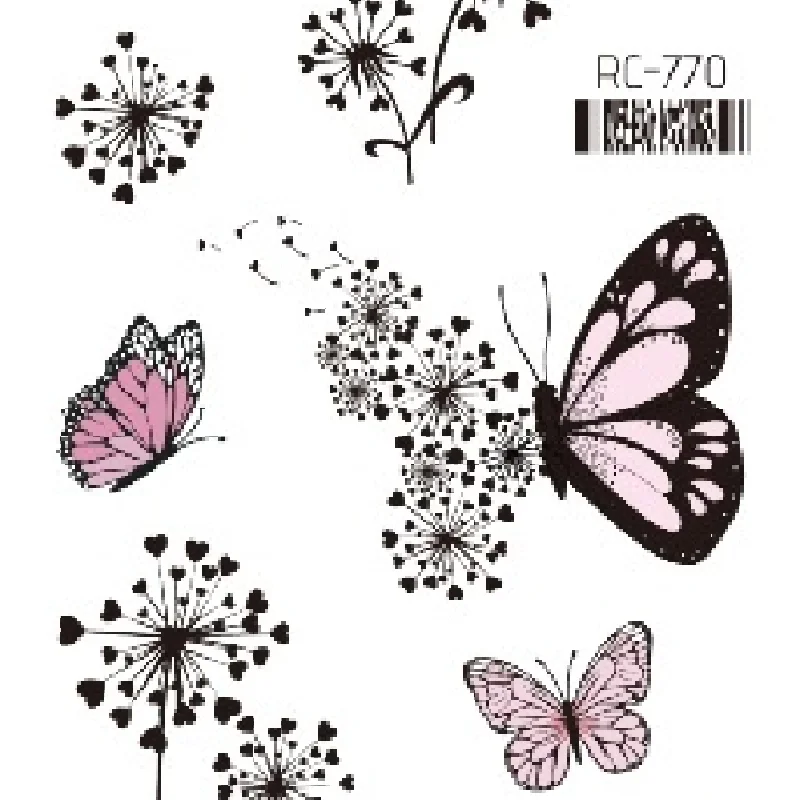 New Butterfly Small Fresh Tattoos Sticker Waterproof Retro Black and White Personalized Temporary Tattoos Sticker 60*105mm