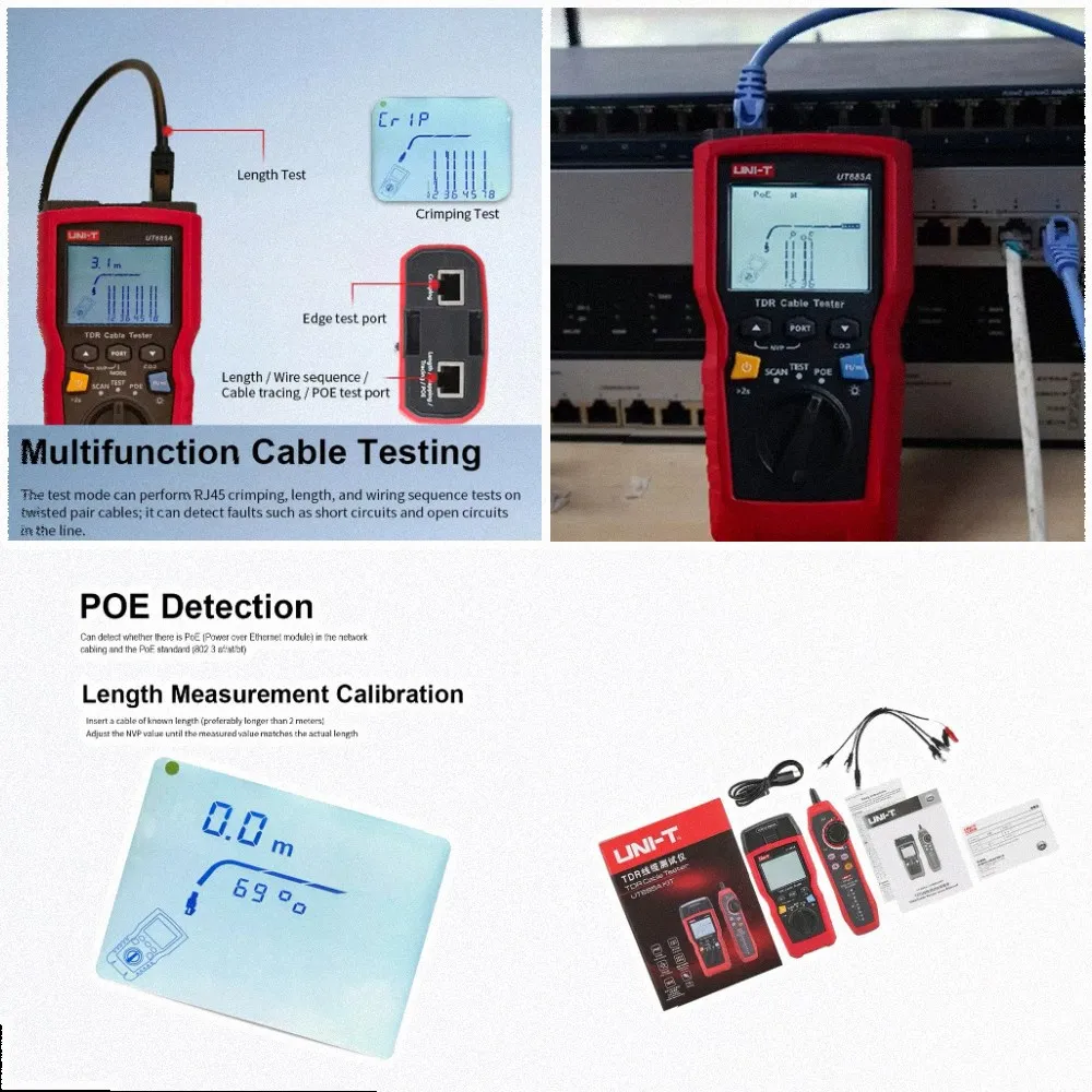 For UT685A For Tdr Cable Tester Network Wire Locator With PoE Length Fault Distance Detection And Port Flashing Tool