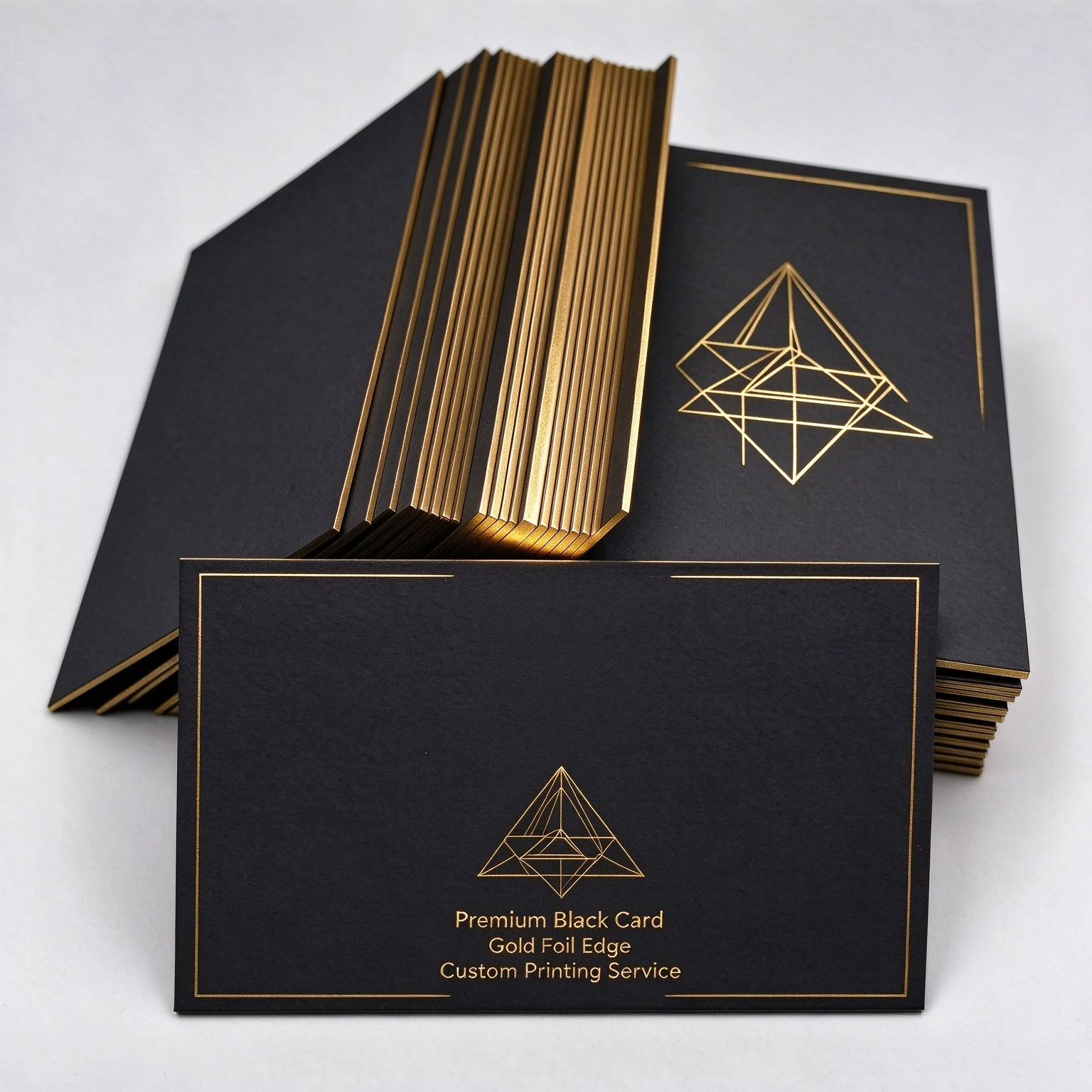 Customized Black Art Paper Business Card with Gold Foil Edge Embossed Logo Enterprise Visit Card Premium Quality