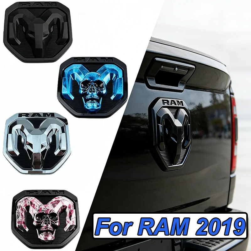 Emblema Trasero de Coche con Diseño de Calavera en ABS Modificado para Dodge 2019 RAM 1500 2500 3500 Sport Laramie Rebel Big Horn 4x4, Adhesivo para Maletero
