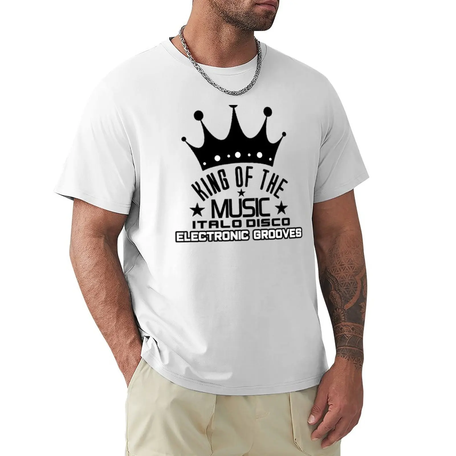 King of The Music Italo Disco T-shirt boys animal print vintage clothes tops tshirts for men