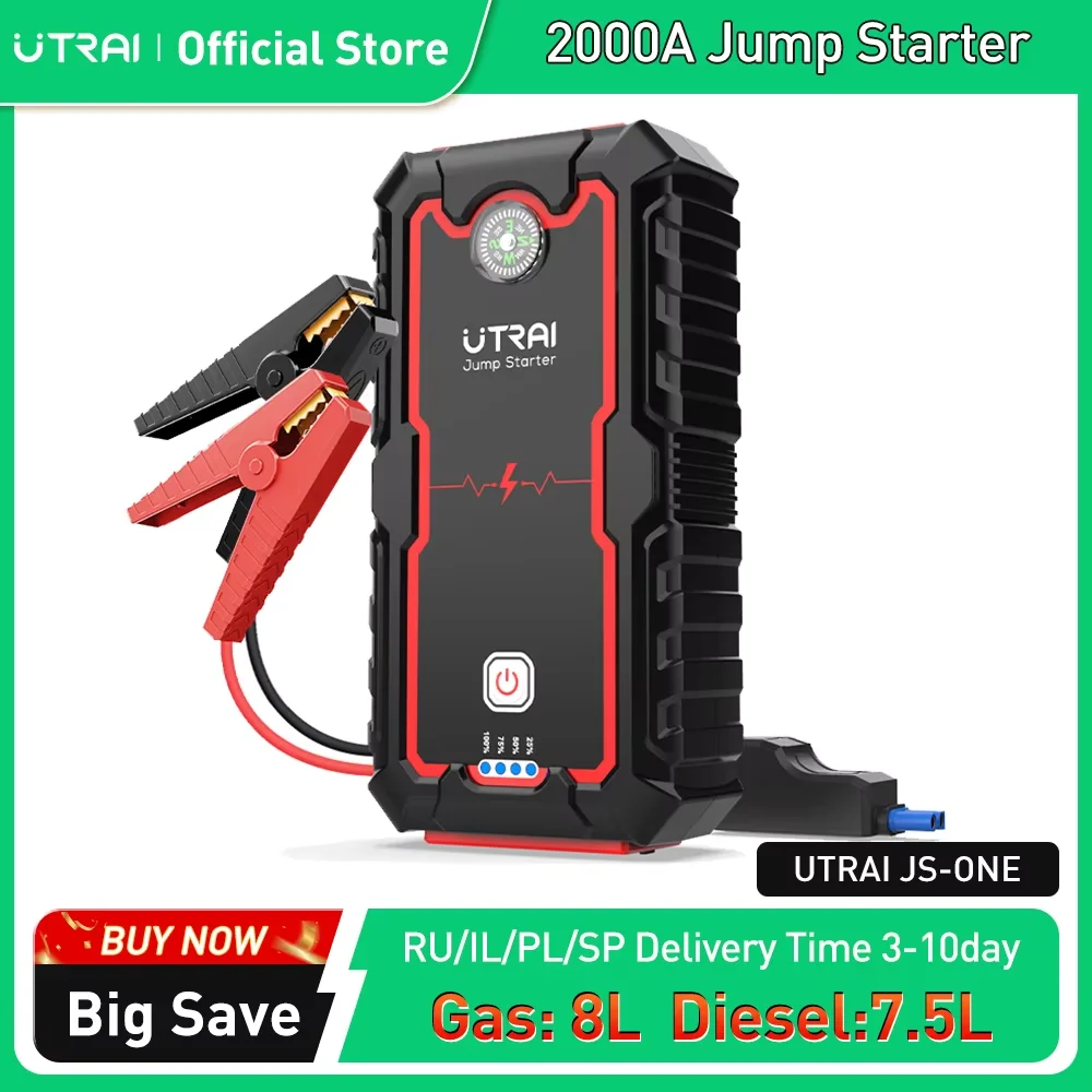 

UTRAI Power Bank 2000A Jump Starter Portable Charger Car Booster 12V Auto Starting Device Emergency Car Battery Starter