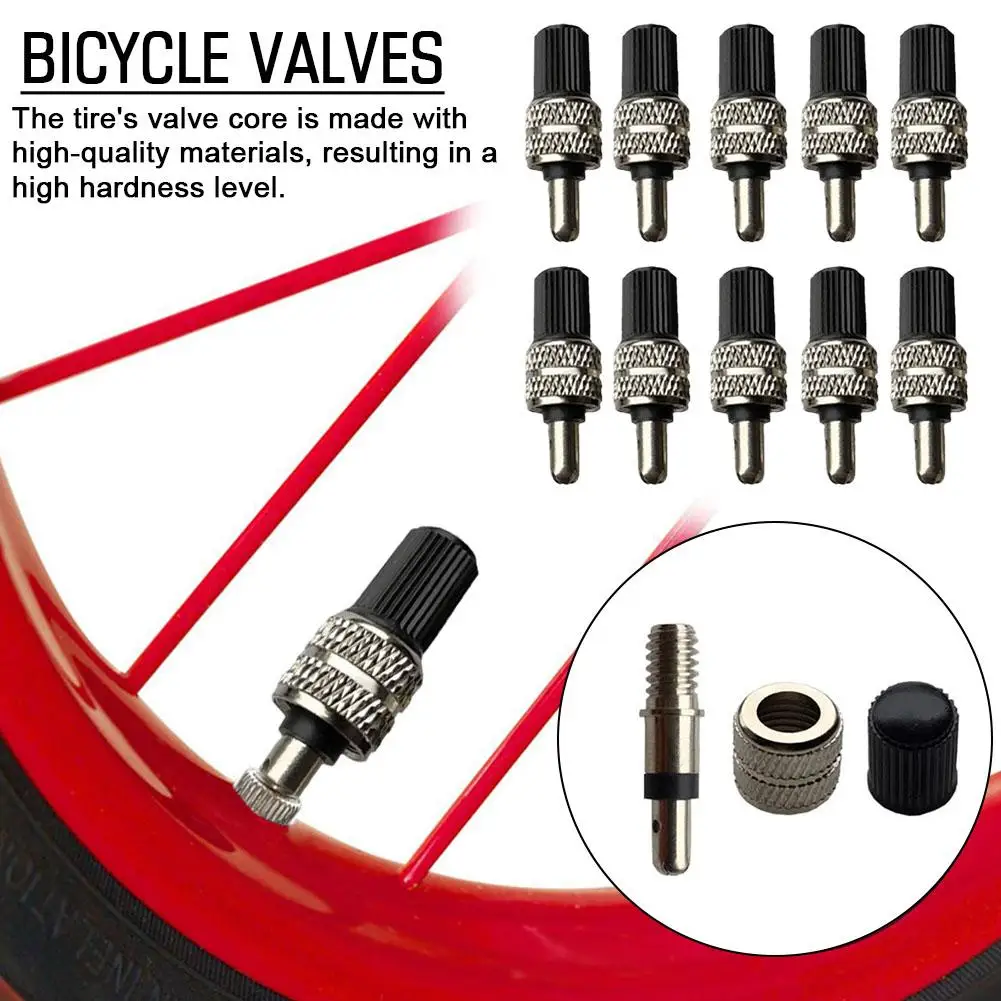 10Pcs Fahrrad Ventil Fahrrad Rad Reifen Ventil Core Mit Ultraleicht Fahrrad MTB Berg Ventil Straße Kappe Fahrrad Zubehör Meta u8R4
