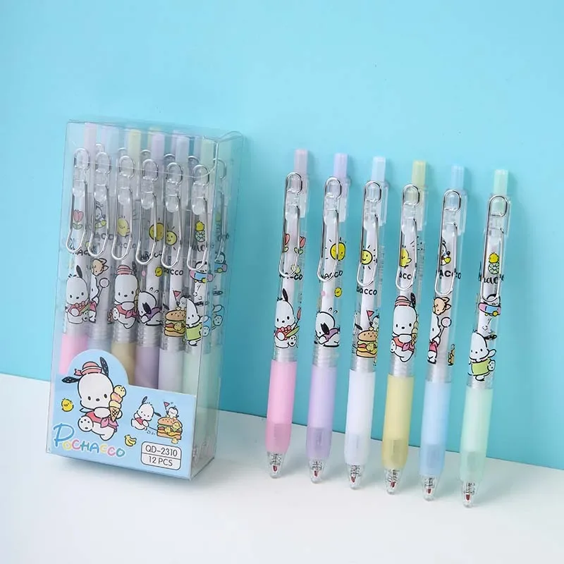 New Sanrio Anime Neutral Pen Kawaii Mymelody Kuromi Pachacco Student Cartoon Hook Press Pen Children's Stationery Gift