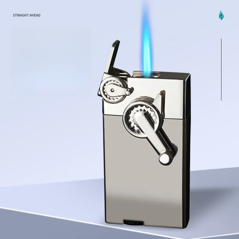 Creative Gear Swing Arm Windproof Jet Blue Flame Butane Gas Torch Lighter Metal Portable Business Cigar Lighters Smoking Gifts - view 2