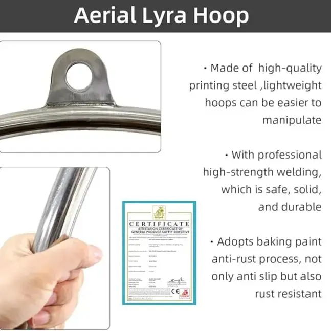 90cm 25mm Aerial Hoop Lyra Set Professional Lyra Hoop with Rigging Heavy Duty Safety Accessories for Circus Performance Studio