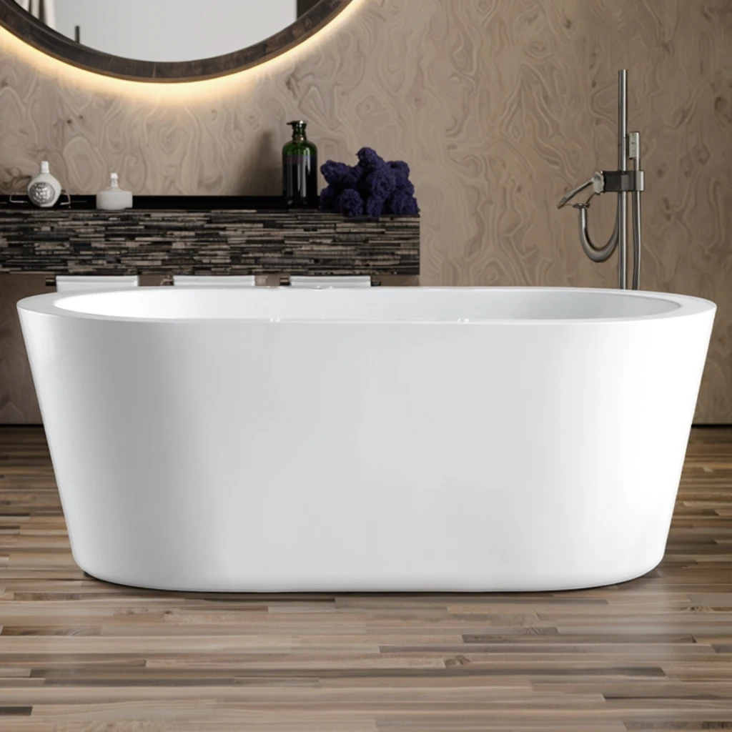 

STLFModern Indoor Freestanding Acrylic Ice Bath Spa Oval Alcove Cold Plunge Athlete Bathroom Drainer Air Massage for Apartment