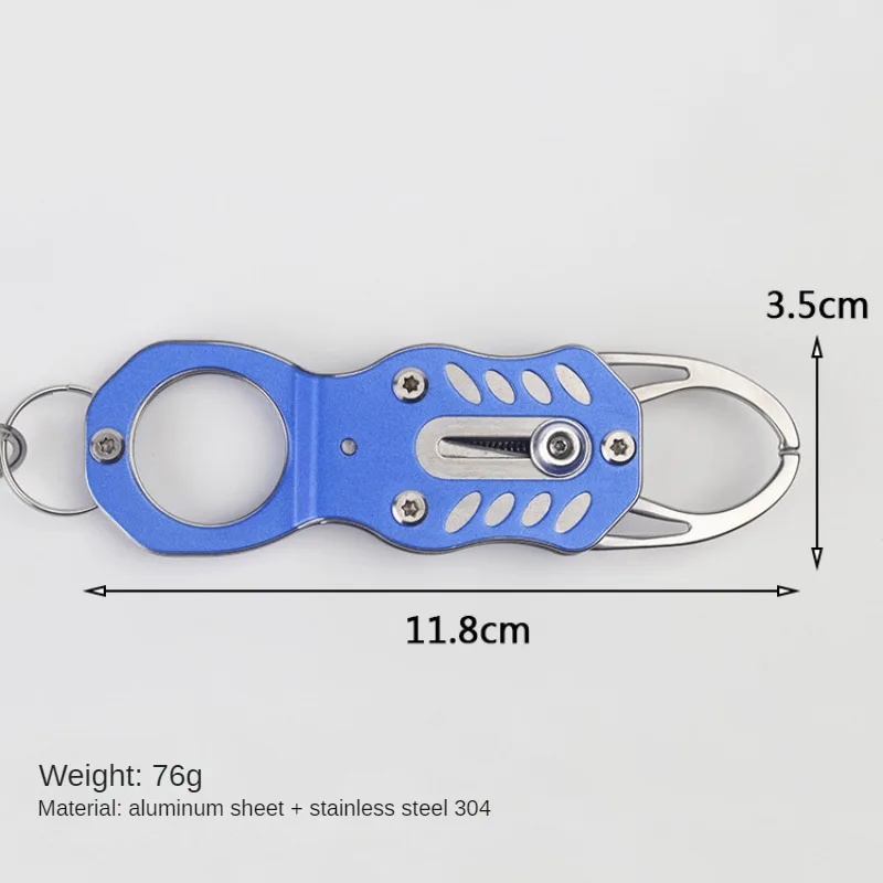 Fish Grip Portable Lock Fishing Tackle Lip Clip Tool Aluminium Alloy Folding Gripper Ultra Light Weight Retention Rope Outdoor