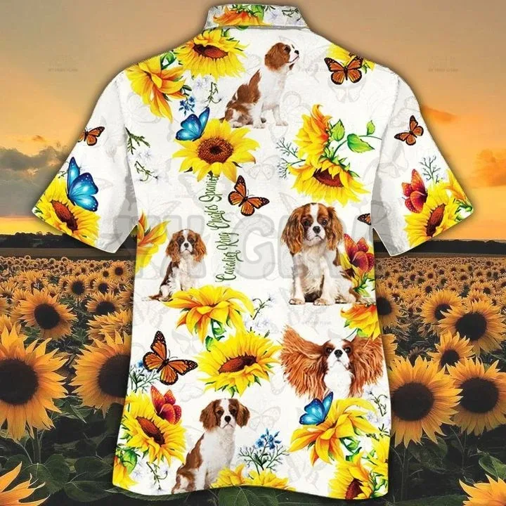 Cavalier King Charles Spaniel Pineapple 3D All Over Printed Hawaiian Shirt Men\'s For Women\'s Harajuku Casual Shirt Unisex