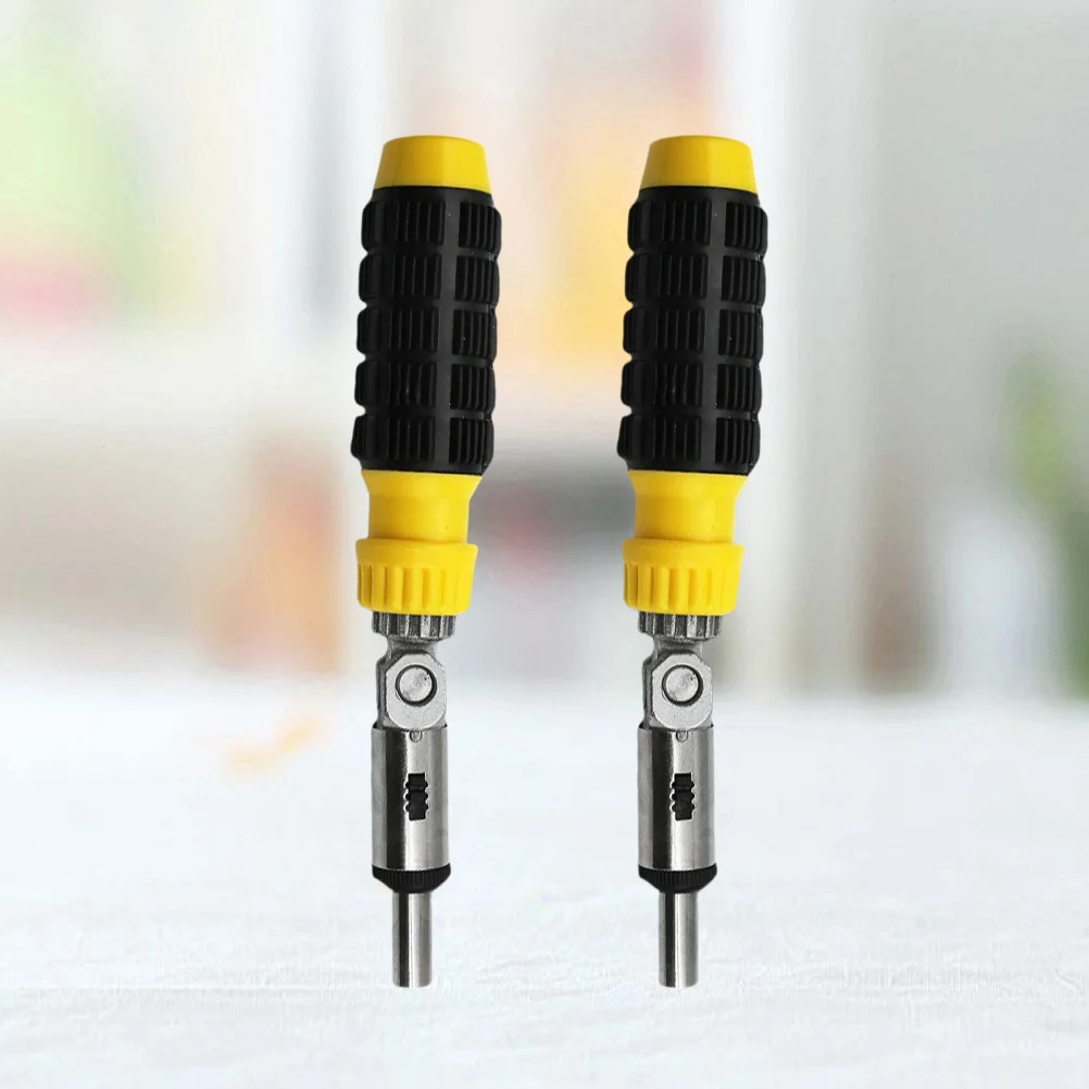 

2Pcs 1/4" 6.35mm Screwdriver Handle Multi-functional 180° Ratatable Wrench Handle Bit Holding Hexagonal Screw Driver (Yellow)