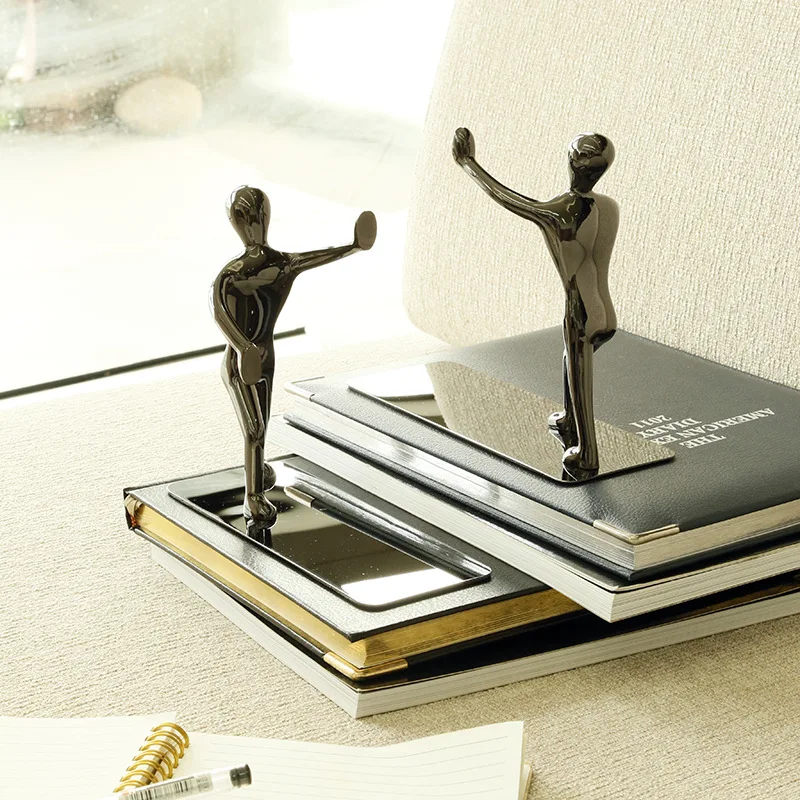 Stainless Steel Human Shape Bookend Creative Metal Bookshelf Holder Gift