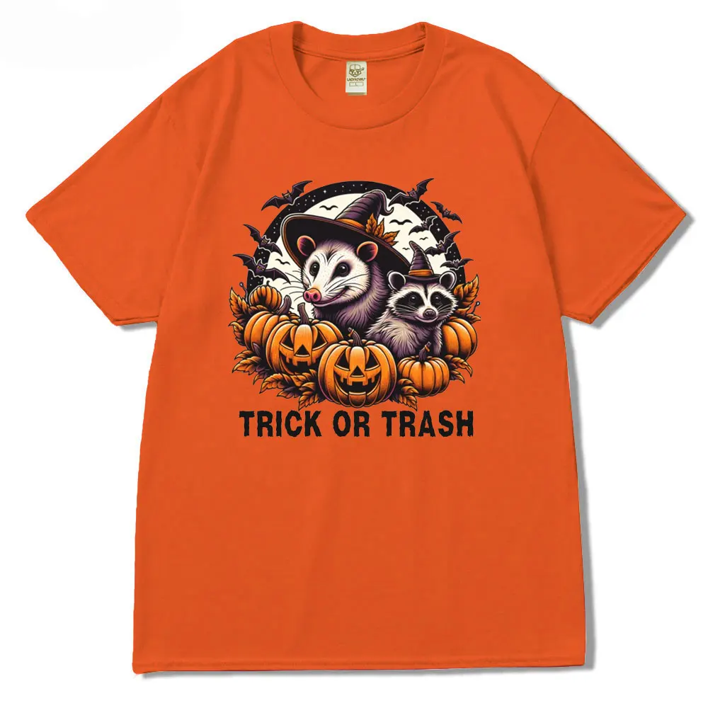 Comfort Colors® Halloween Tshirt Funny Possum Raccoon Trick or Trash Men Shirt Halloween Trashcore Halloween Pumpkin TeeTops