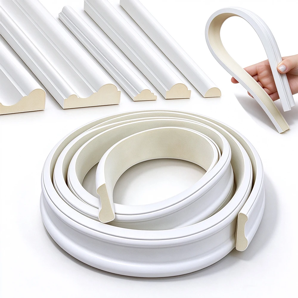 PU Flexible Wall Molding Trim, Paintable Molding Trim, Flexible Strip DIY Wall Trim for Wall Mirror Frame and Home Decoration