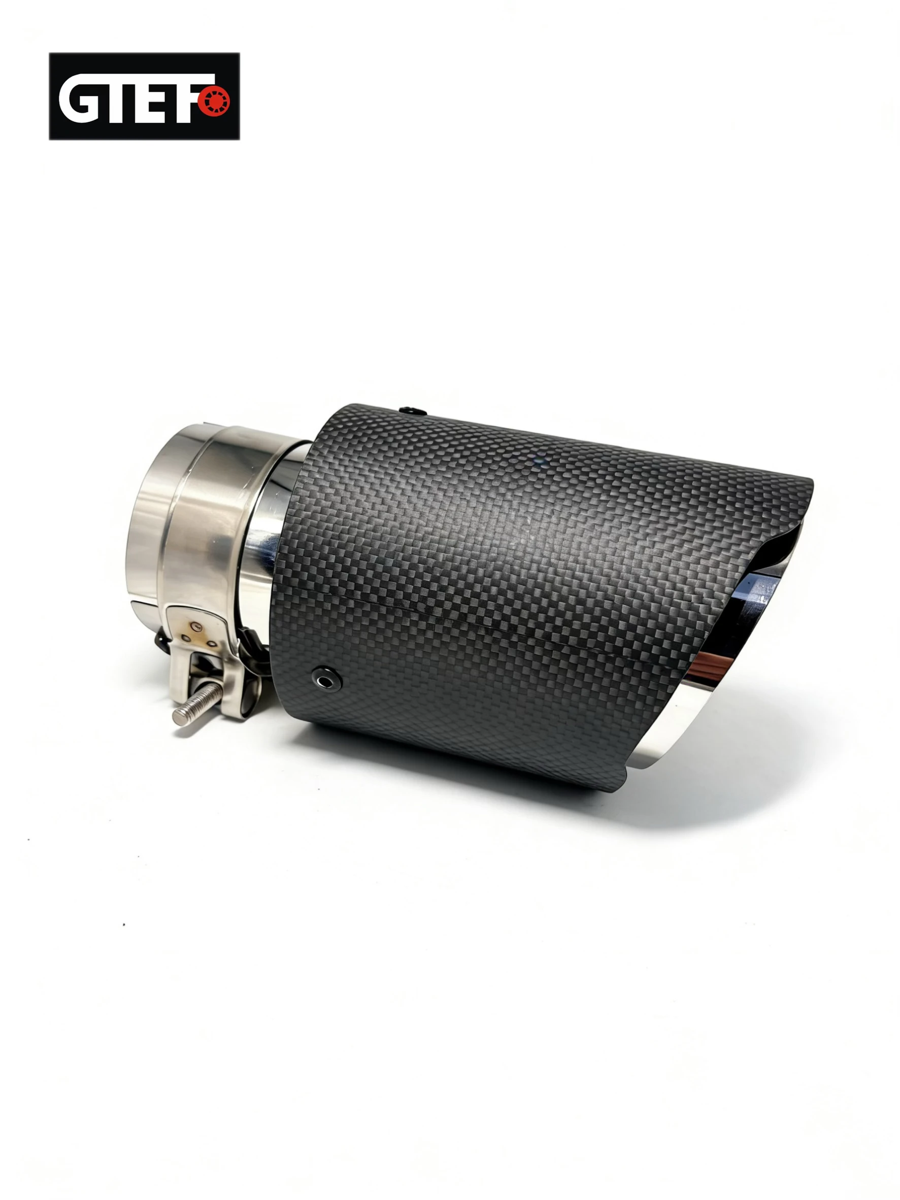 

GTEFO 1PCS Car Exhaust Tip Matte Plain Weave Carbon Fiber Stainless Steel Without Logo Exhaust Muffler rear exhaust