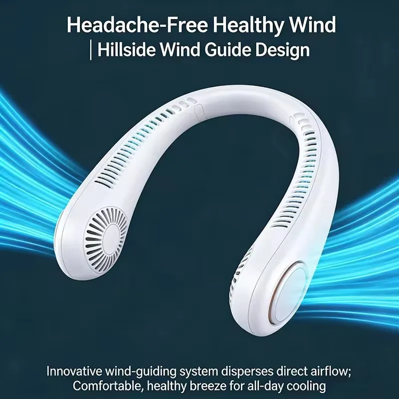 NEW Mini Neck Mounted Fan Portable Bladeless Neck USB Rechargeable Air Cooler 5 File Speed Summer Sports Fan Outdoor Sports Fans image 3