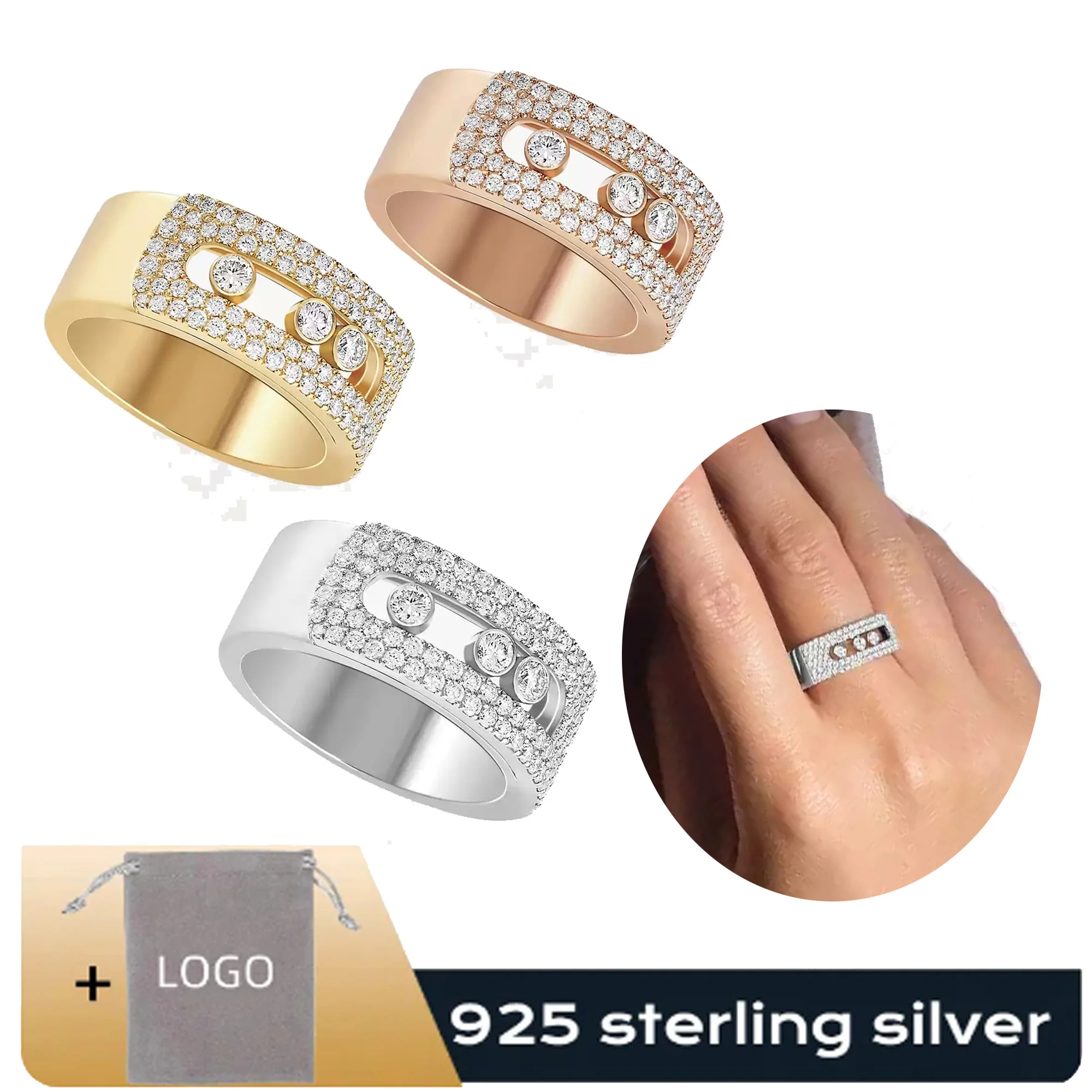 

Multi layer exaggerated pure silver s925 MOVE NOA LM PAV É series Messi home diamond luxury women's ring