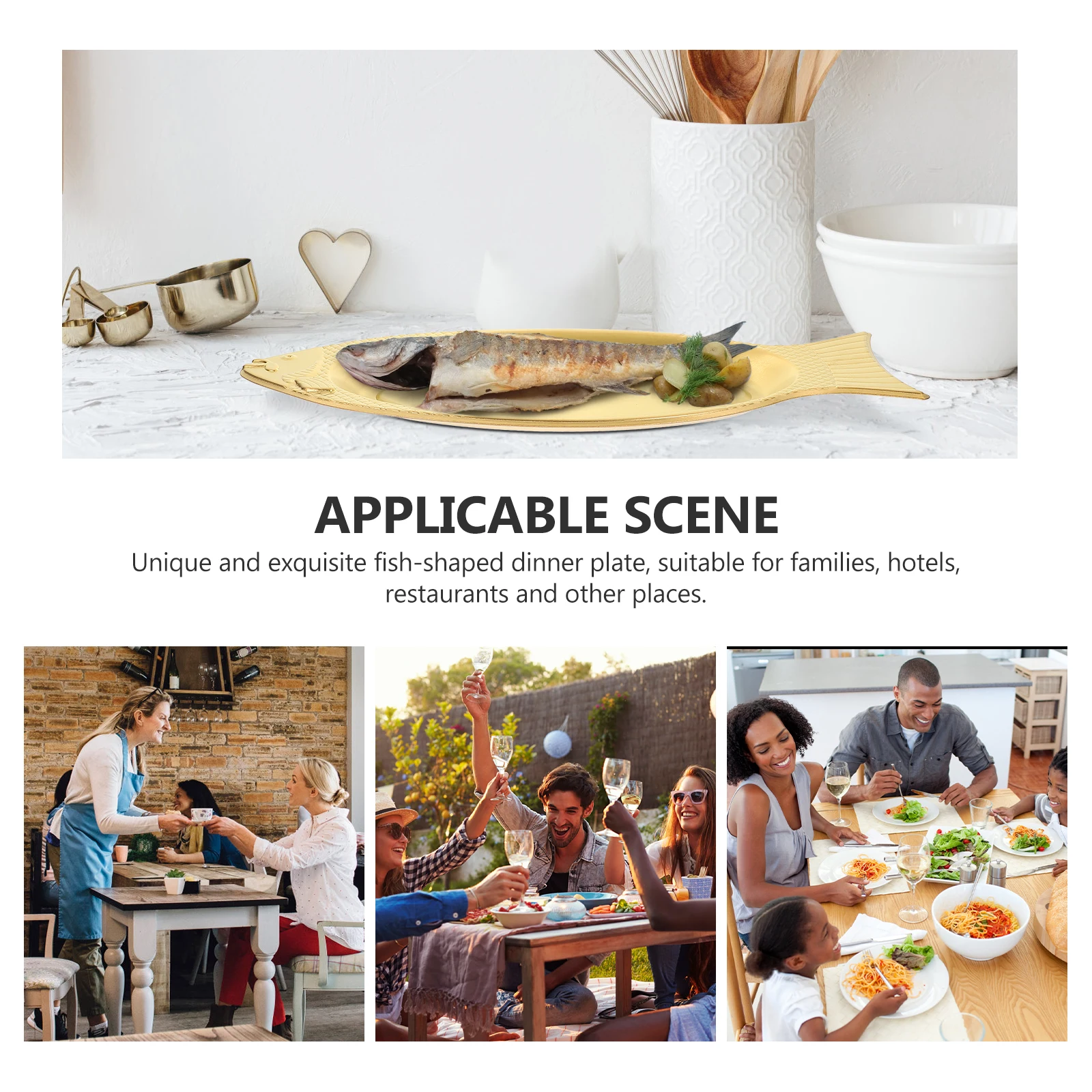 

Fish Shaped Plate Stainless Steel Steamed Oven Microwave Safe Serving Tray Kitchen Utensil Baking Pan