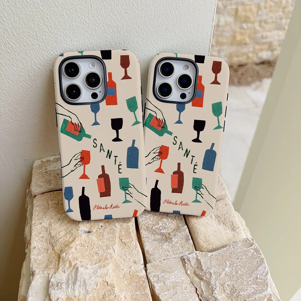 Colorful Cup Collage Phone Case for Samsung Galaxy S22 S23 S24 S25 S26 FE Plus Ultra Edge 4G 5G Luxury Double-layer