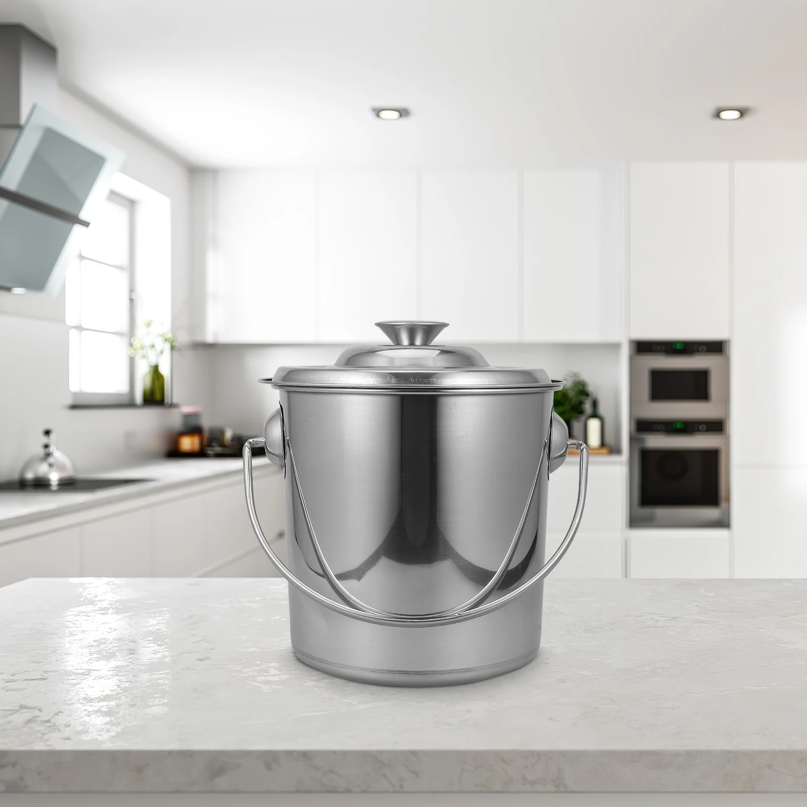 

Stainless Steel Bucket 304 Large Capacity Water Rice Container Lid Sealed Storage Pail Phi20xH20cm Home Kitchen