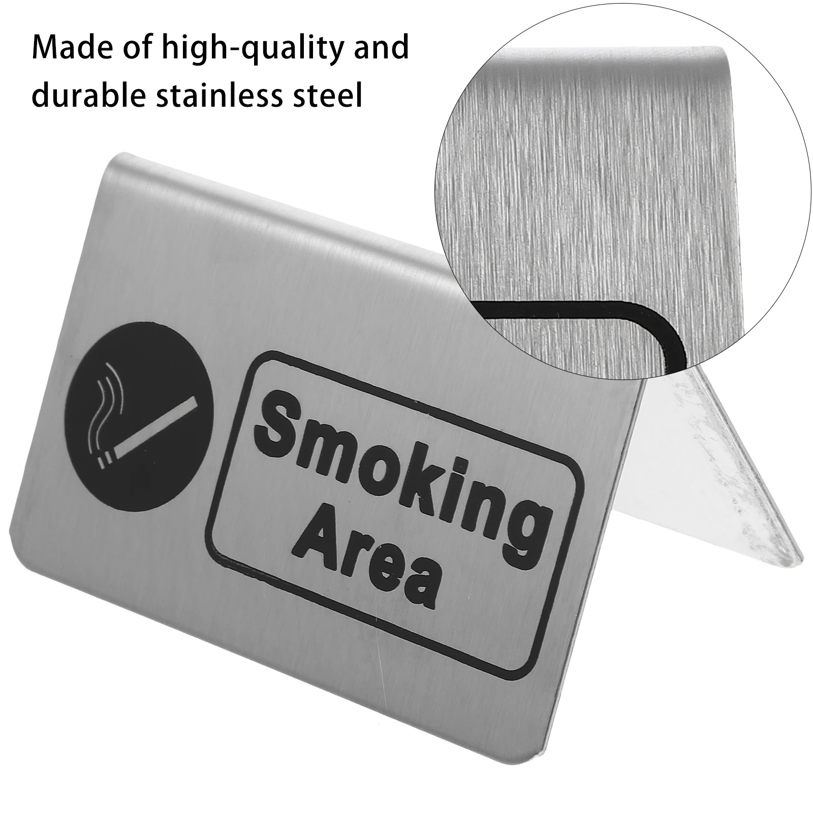 Smoking Area Sign Stainless Steel Restaurant Banquet Labels No Smoking Indicator Plate Decorative Plates Practical Simple