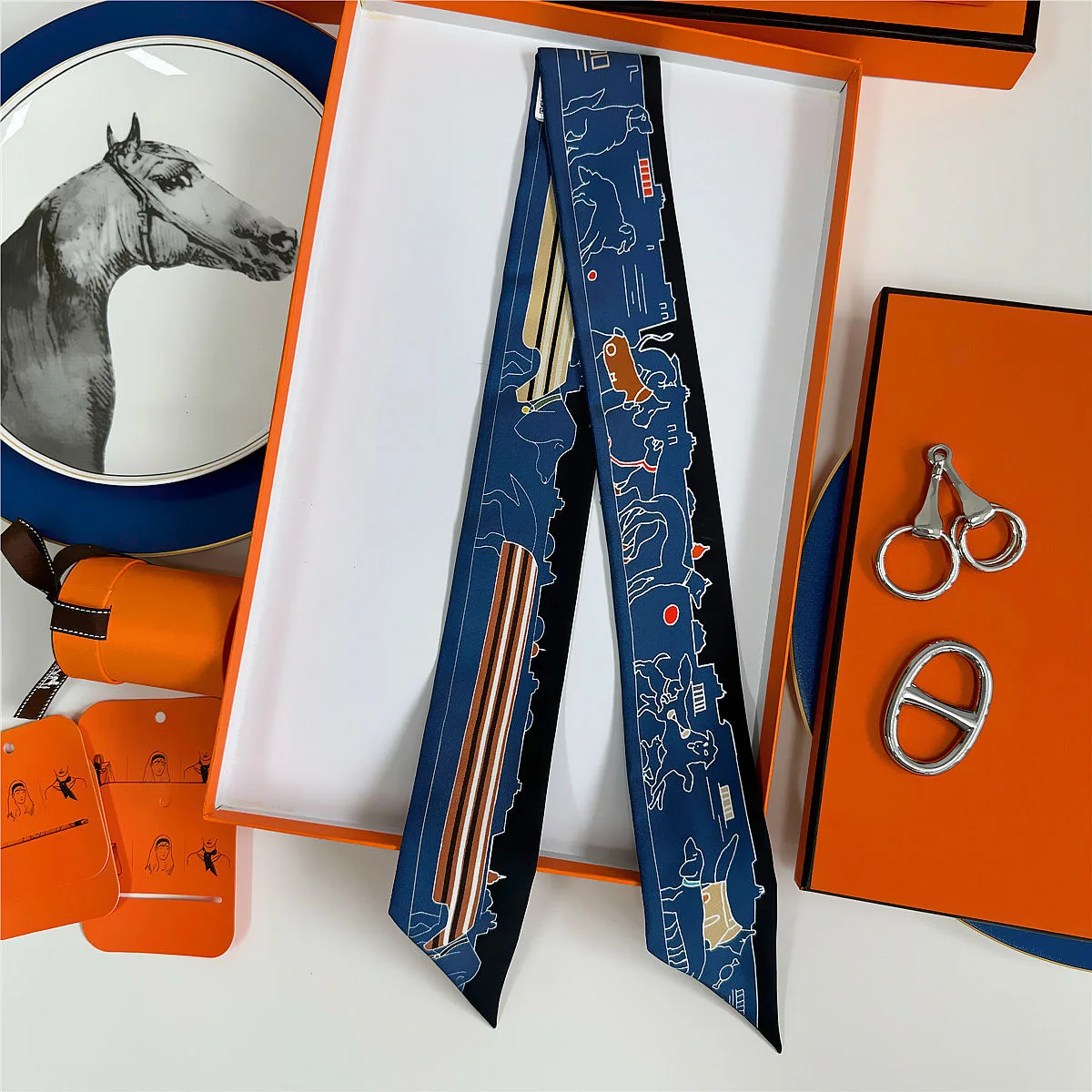 5*90cm French New Puppy Lady Versatile Decorative Twill Streamer Wrapping Bag Ribbon Silk Scarf Scarf Wholesale