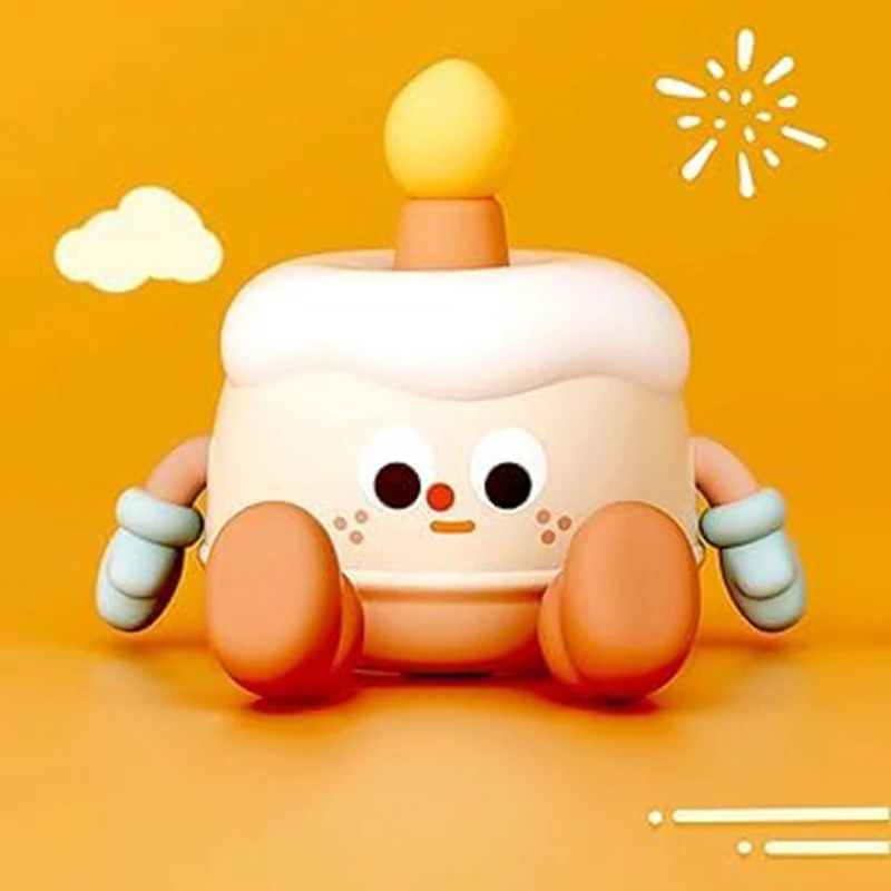 Adorable lámpara de noche LED recargable para dormitorios de niños, lámpara táctil de silicona suave con luz cálida, diseño de pastel de cumpleaños, fácil de usar