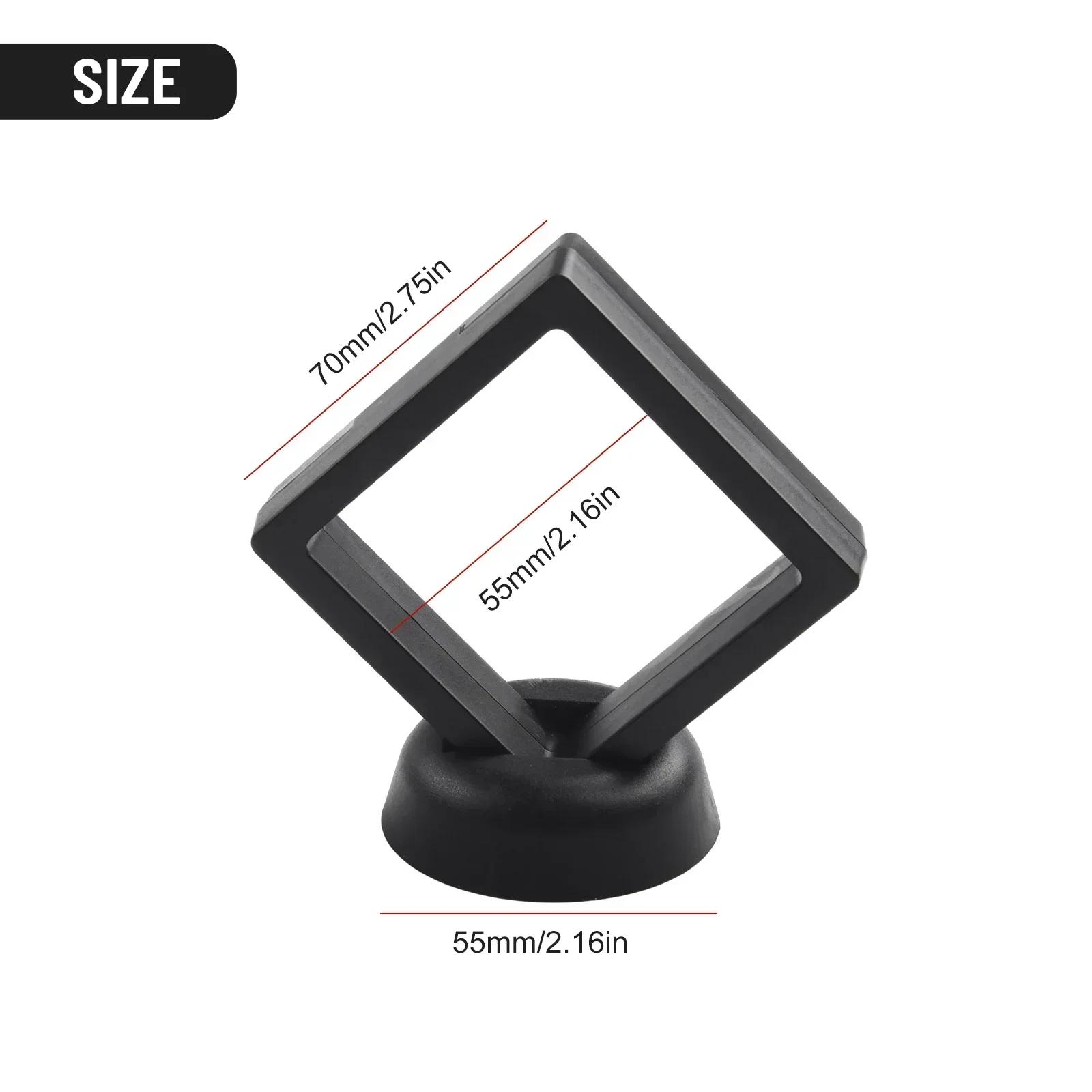 7x7x20mm Display Box 3D Floating Frame Holder Stand Box Clear Jewelry Ring Coin Display Case Necklace Holder Ornament Packaging